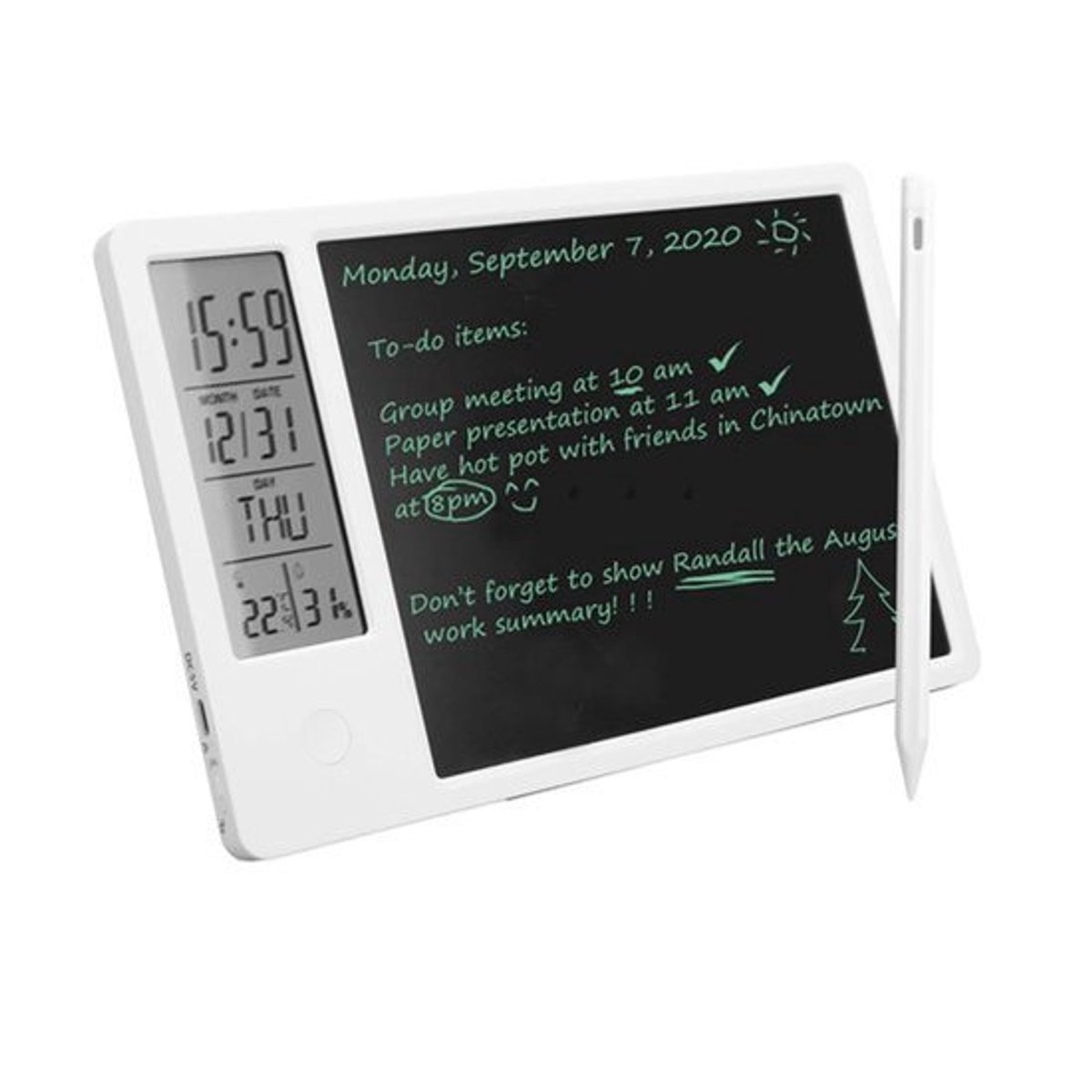 Allecto - LCD-schrijftablet - Digitale agenda - Oplaadbaar ontwerp