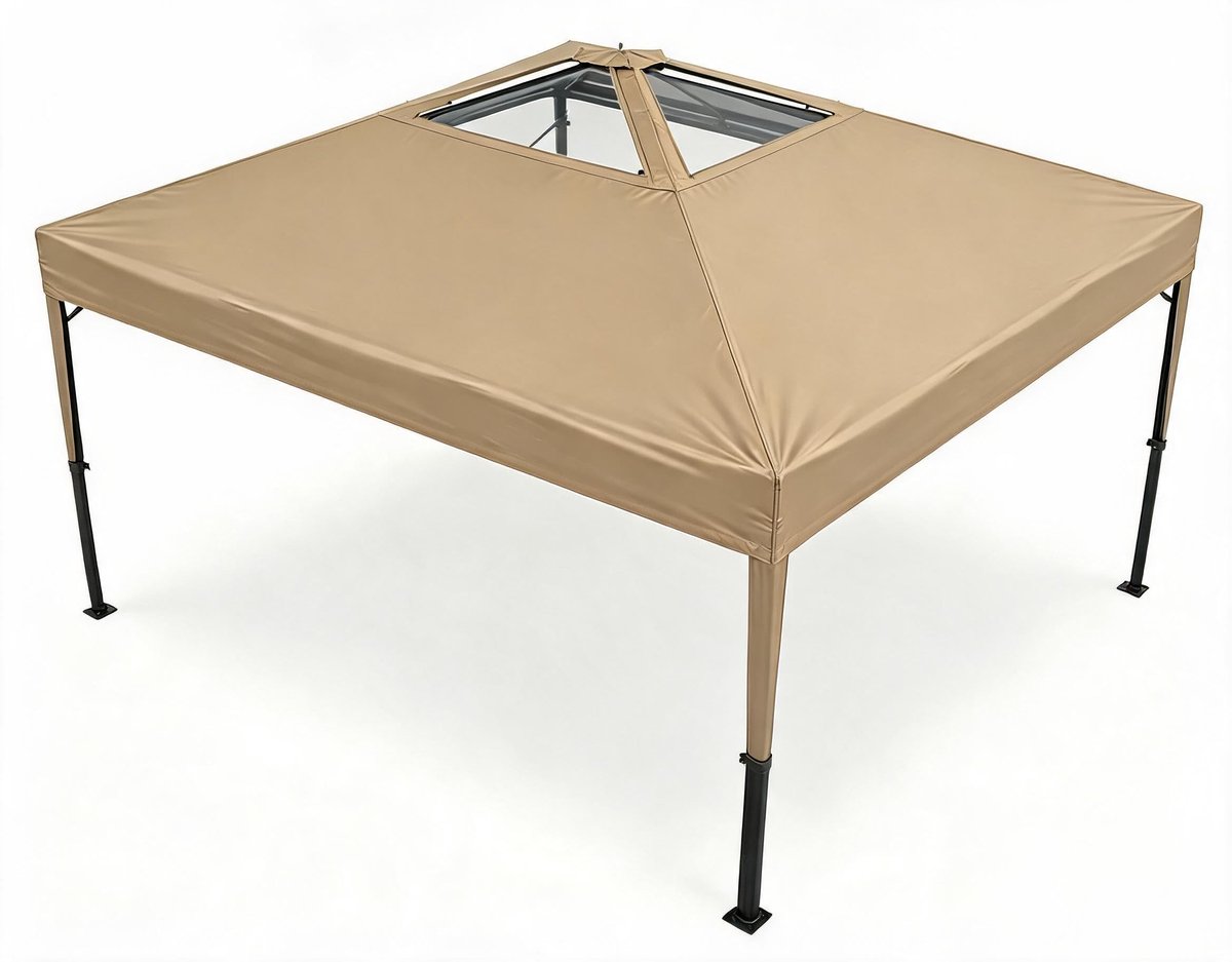 Pop-Up Partytent - 300x300x250cm - Tuinpaviljoen met Geventileerd Dak - Stevig Stalen Frame - Instant Draagbare Schuilplaats - 3 Verstelbare Hoogtes - Voor Terras Strand Camping - Kaki