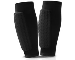COVREO Shin guards met honingraatbescherming – 27x22x13 cm – Beschermende uitrusting voor voetbal – Voor kinderen en volwassenen – Zwart