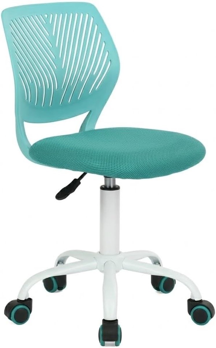 Bureaustoel - Turquoise - 40,5 x 44 x 73,5-83,5 cm - Stoffen Zitting - Ergonomische Draaistoel Zonder Armleuning
