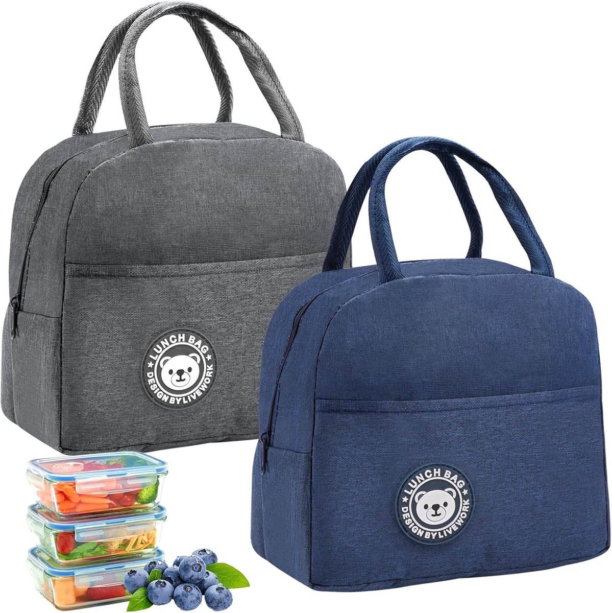 Draagbare Koeltas voor Volwassenen, 2 Stuks, Ideaal voor Lunch, Picknick en Werk, 7L Inhoud