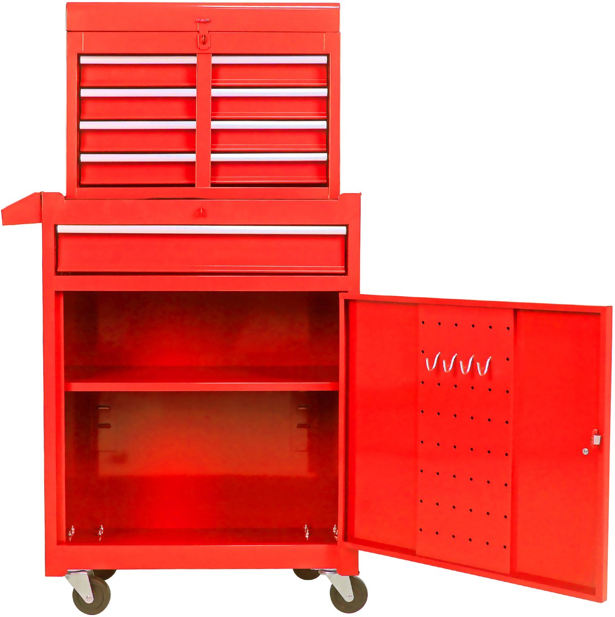 MODFU-Gereedschapskar-Met 5 Lades-En Wielen-Rood-Metaal