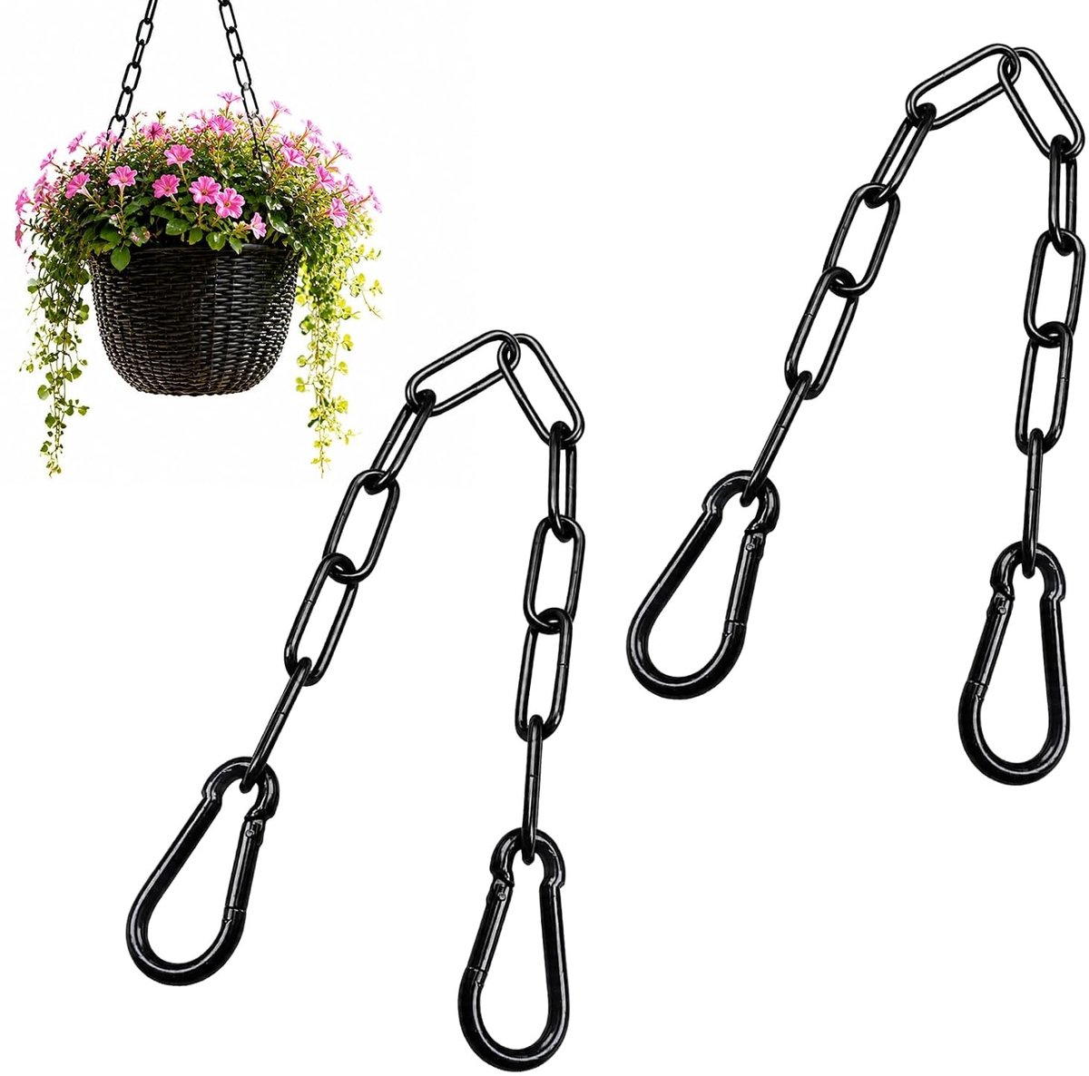 4 stuks roestvrijstalen kettingen met karabijnhaak voor hekpoorten, tuinpoorten en kooipoorten, sterke 3 mm schakelketting voor veelzijdig gebruik