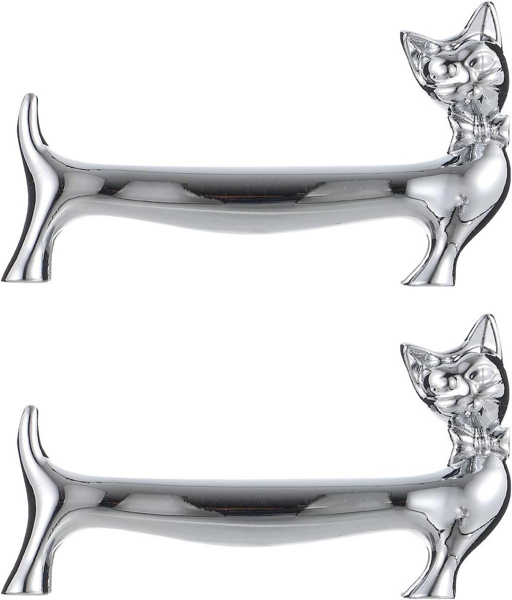 2 Stuks Gentlemancat Chopstickhouder en Besteksteun voor Keuken - Uniek Design voor Katten met Rvs en Antislip Functie
