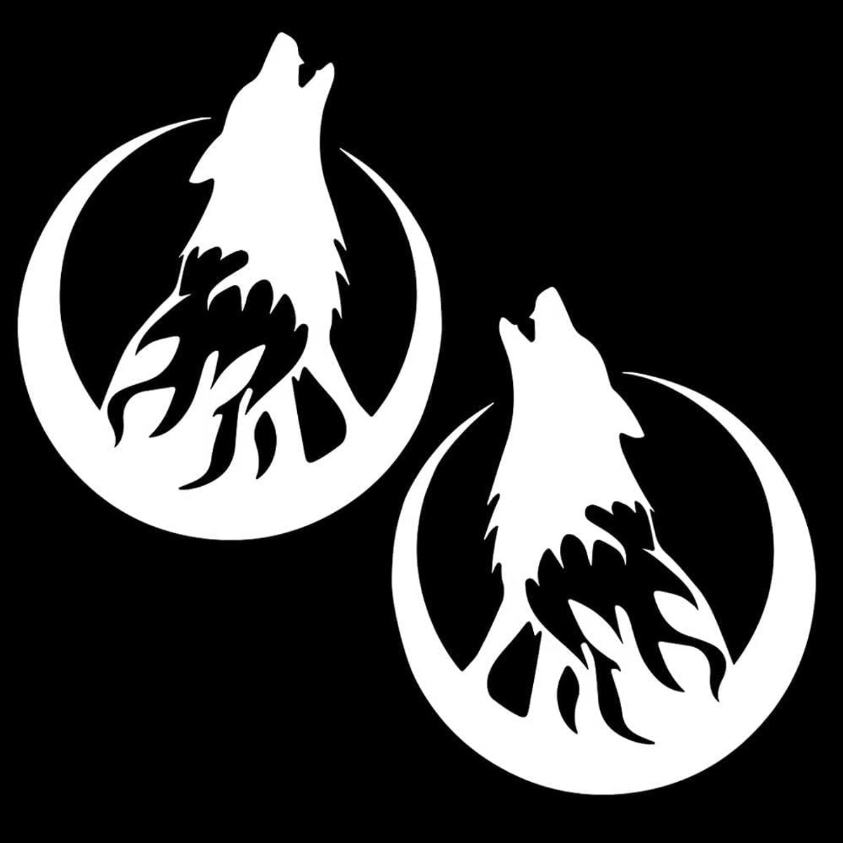 Een set van twee vinylstickers van 11 x 13 cm, geschikt voor auto's, motoren, ramen en bumpers – met een uniek hemelpatroon (wit).