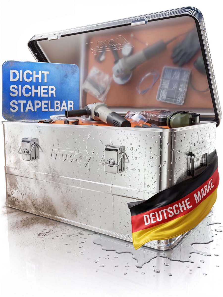 Aluminium doos met deksel – Zilveren aluminium kist – Selectie van transport-, metalen en opbergdozen – Afsluitbare metalen kist – Trucky