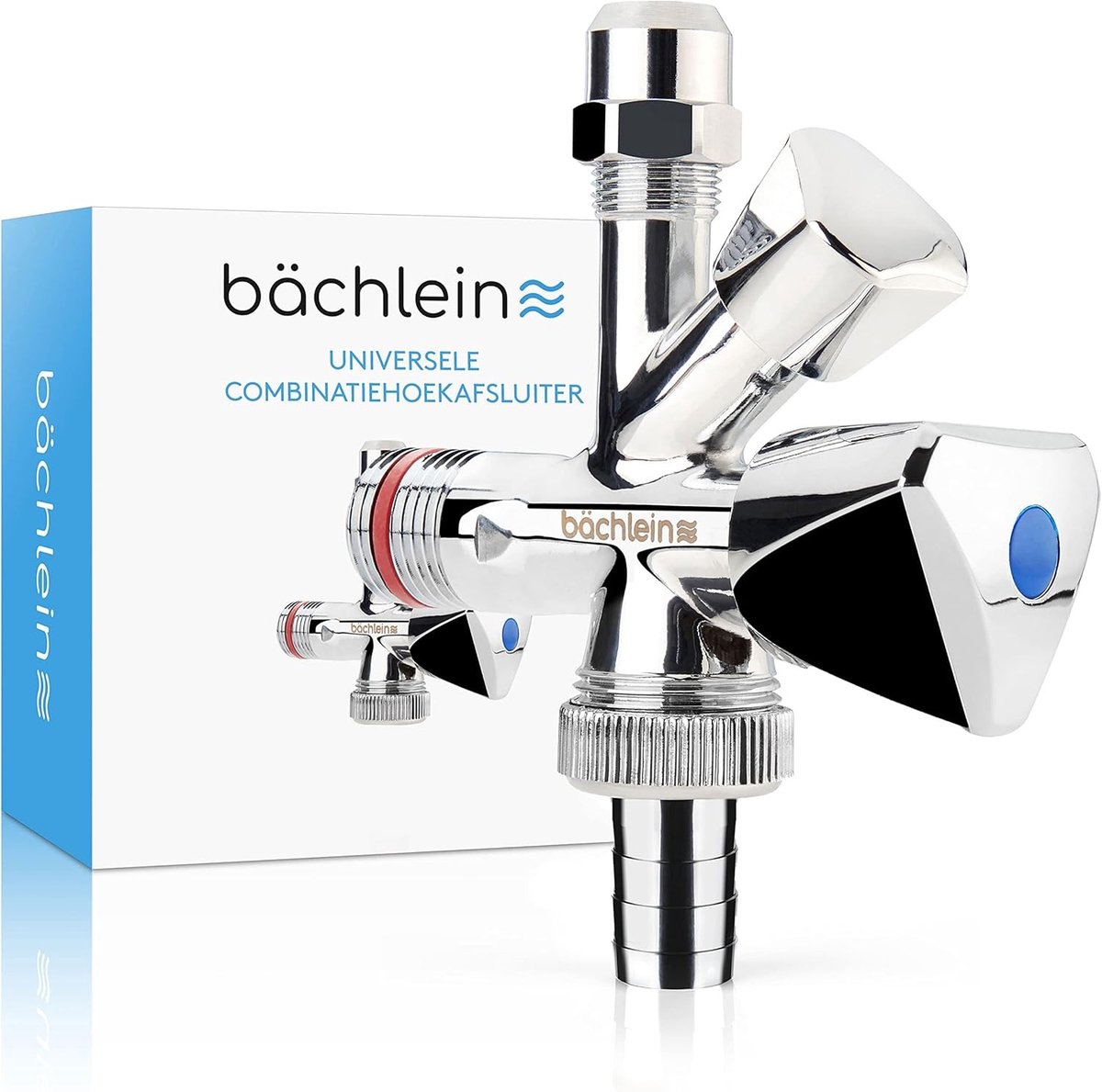 Omschakelklep douche - Chroom - 3/8 inch x 1/2 inch - Messing Zelfdichtende Combinatiehoekafsluiter - Voor Warm en Koud Water