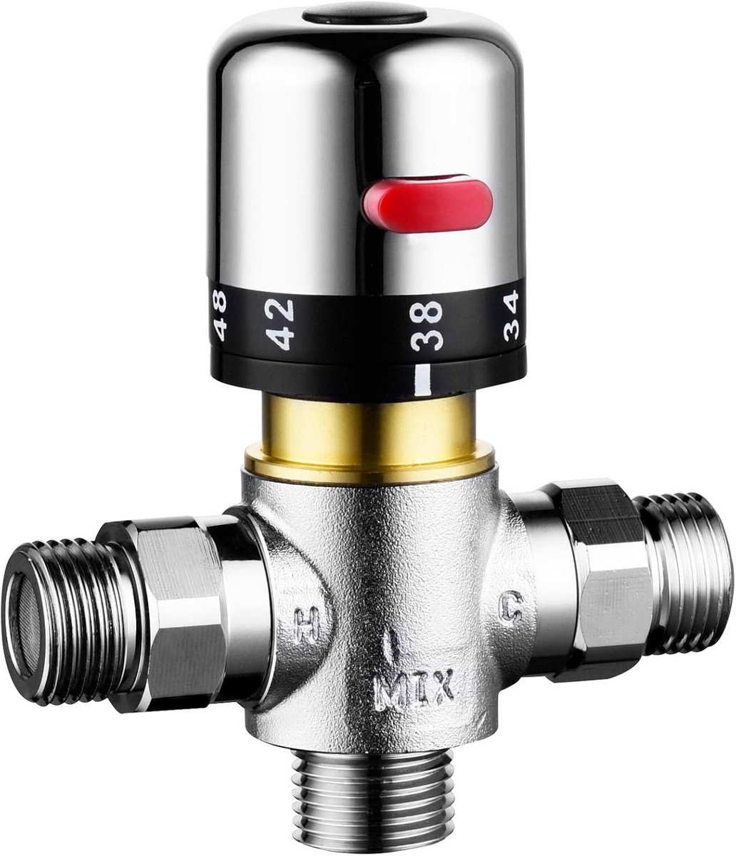 Omschakelklep douche - Chroom - CTM504 - Massief Messing Thermostatisch Ventiel - Voor Bad en Handdouche
