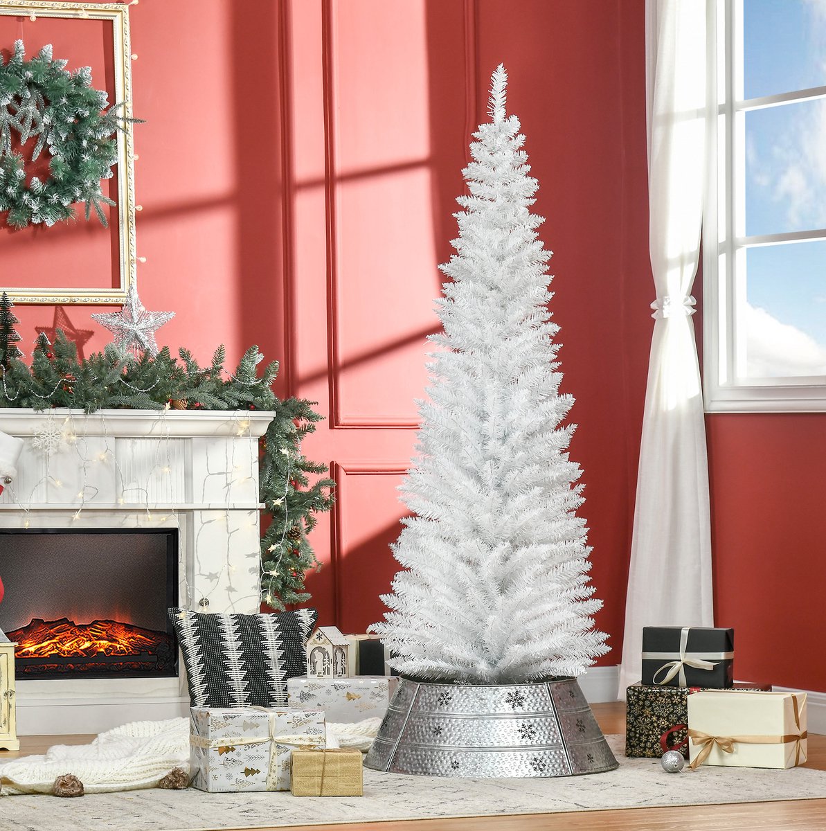 MODFU - Witte Kunstkerstboom - 180 Cm - 390 Takken - Kunststof - Voor Binnen