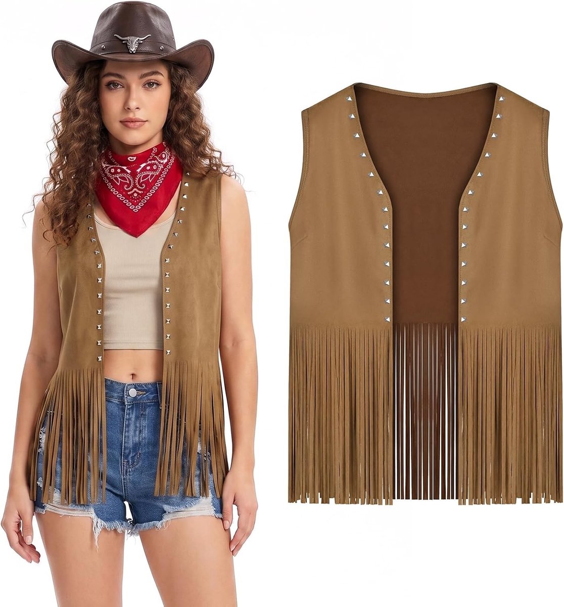 70s Hippie Kostuum voor Vrouwen - Cowgirl Outfit in Boho Chic Stijl voor Feestjes en Themafeesten