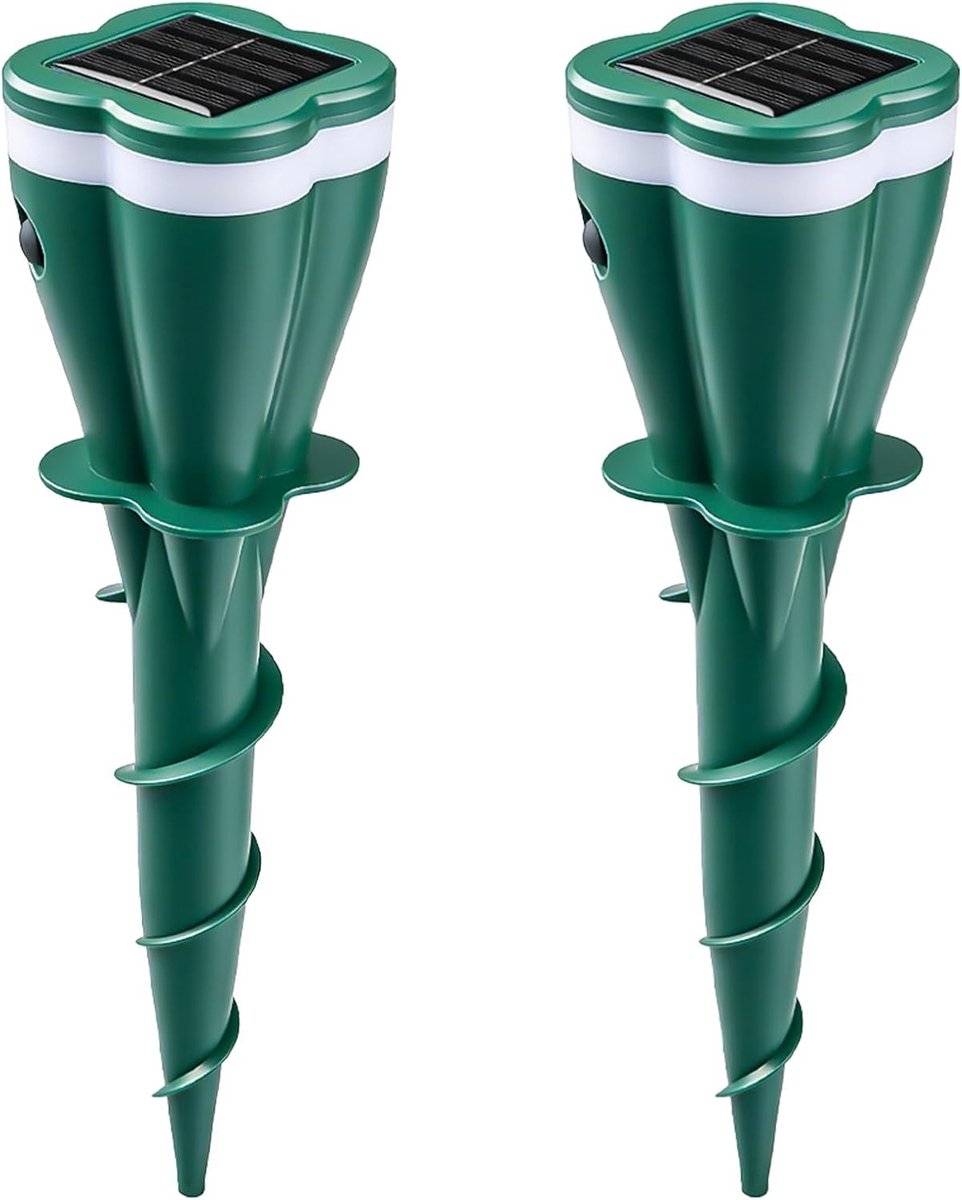 Ultrasone Mollenafschrikker met Zonne-energie, Weerbestendig en Ideaal voor Tuin en Gazon, Set van 2