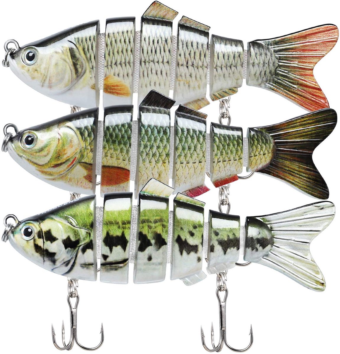 Meerdelige Swimbait - Met Haken, Wobbelend, Vibrerend en Rammelend met Geluiden - Voor Snoekbaars, Baars, Snoek, Forel