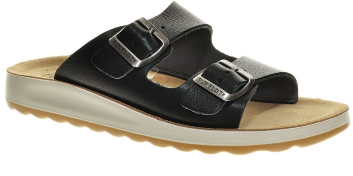 Zwarte Slippers Tweeband Fly Flot maat 36