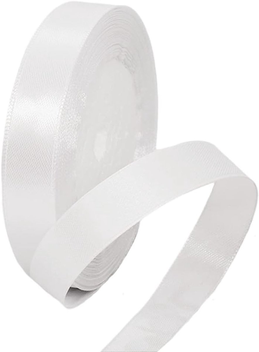 Dikke Witte Satijnen Lint van 15mm voor Cadeauverpakking, Ballonnen, Knutselen en Bruiloften - 22m Lang voor Feestdecoraties en Cadeaus