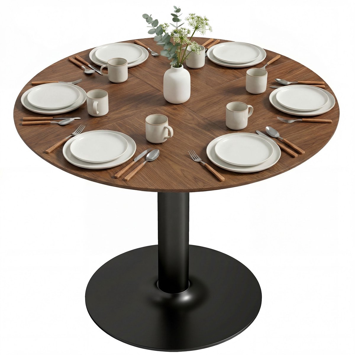 Homcom Eettafel-MDF, staal-110L x 110B x 78H cm-Bruin