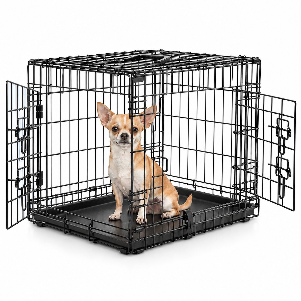 belviona Metalen transportkooi, met bodembak & scheidingswand, 61x44x51 cm