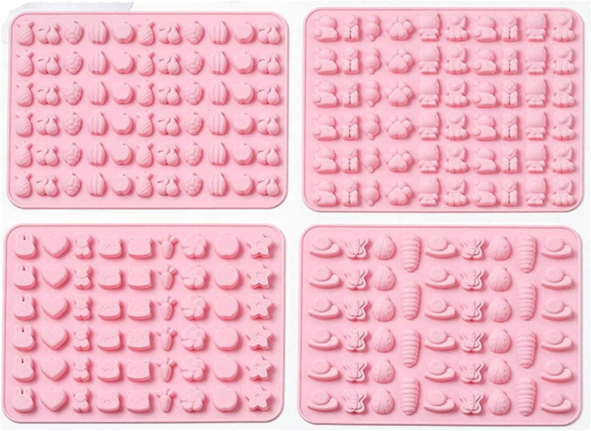 Siliconen Gummy Vormen Set van 4 - Gummy Bear, Zeewezens en Meer voor Fondant en Chocolade Decoratie