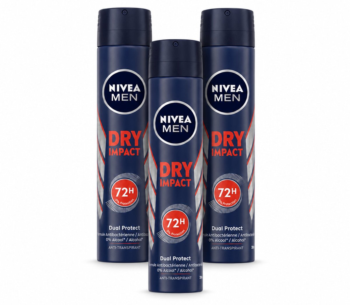 3 x NIVEA MEN – Anti-transpirant spray – Dry Impact – 200 ml - Bulkverpakking - 3 stuks