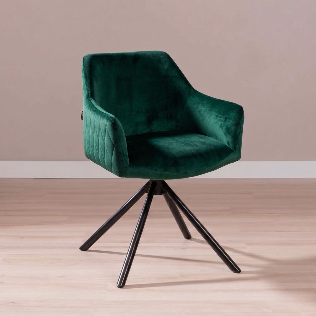 Bronx71® Velvet eetkamerstoel Furtado draaibaar groen - stoel