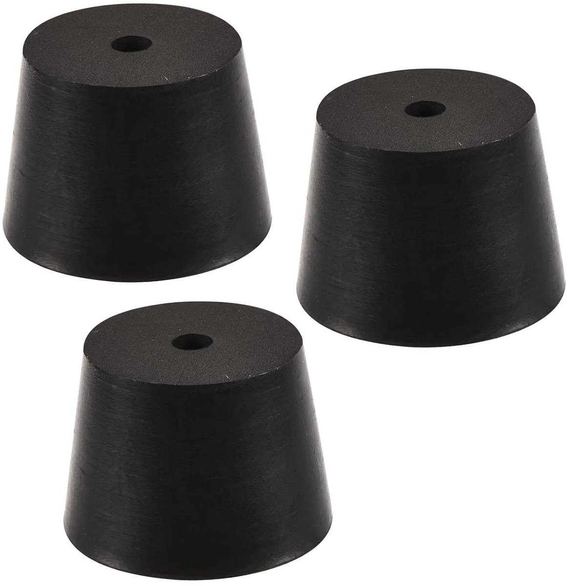 Set van 3 Conische Rubber Stoppen met Gat, Hoge Temperatuur Weerstand, Perfect voor Laboratoria en Industrie (Zwart, 27 tot 34 mm)