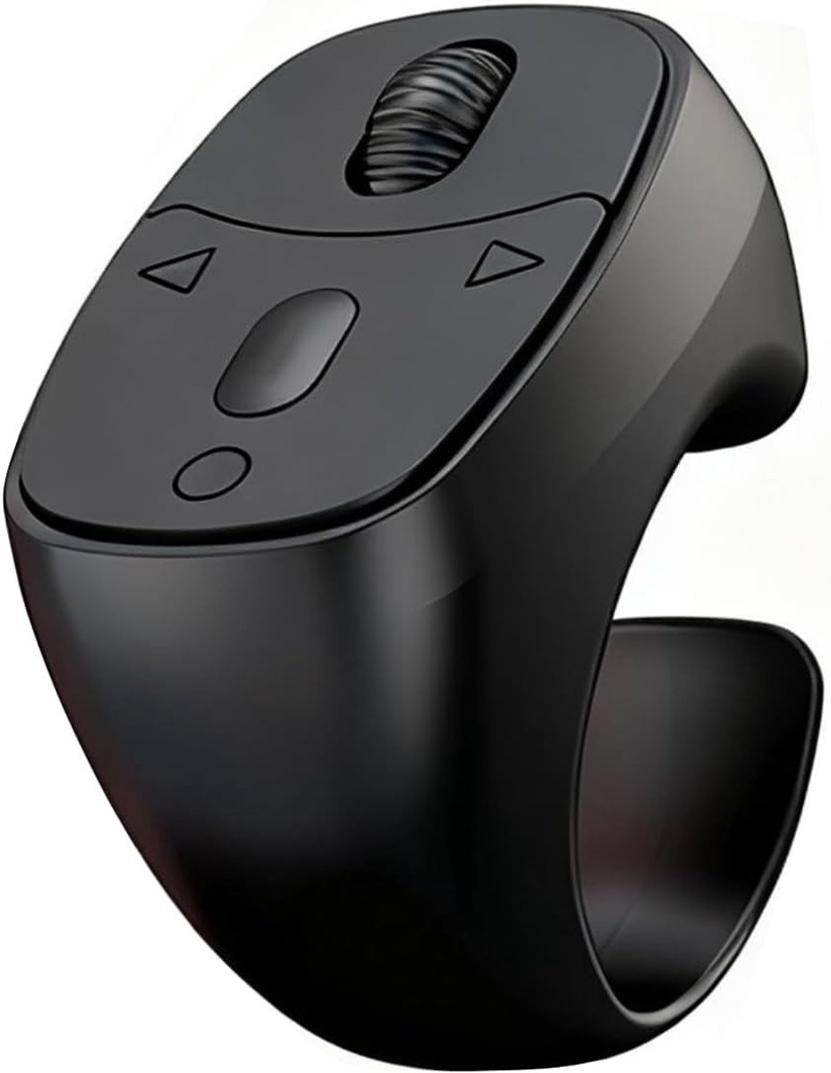 Draadloze Afstandsbediening met Scrollring, Vinger Ring Muis, Bluetooth 5.3 voor E-Reader, Camera en Video-opnames, Universeel voor Telefoon en Tablet