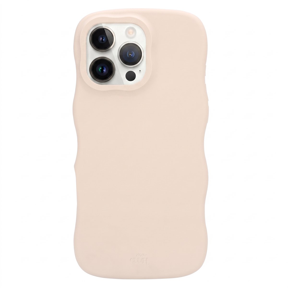 xoxo Wildhearts Silicone Wavy Case - Beige - Geschikt voor iPhone 16 Pro Max - Golvend hoesje - Siliconen hoesje met golven - Wolken telefoonhoesje - Vlekbestendig - Crème / Beige