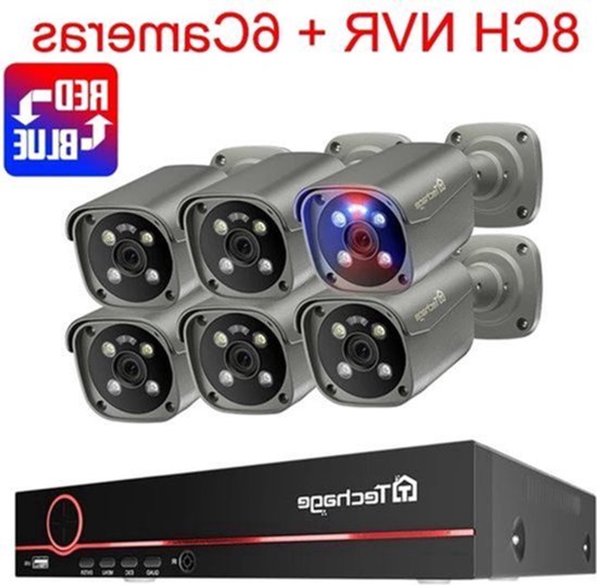 4K Beveiligingssysteem – Beveiligingscamera – CCTV Camera – IP Camera – NVR Systeem – 6 Camera’s – 8MP Ultra HD & Tweeweg Audio – Kleur Nachtzicht & Gezichtsdetectie