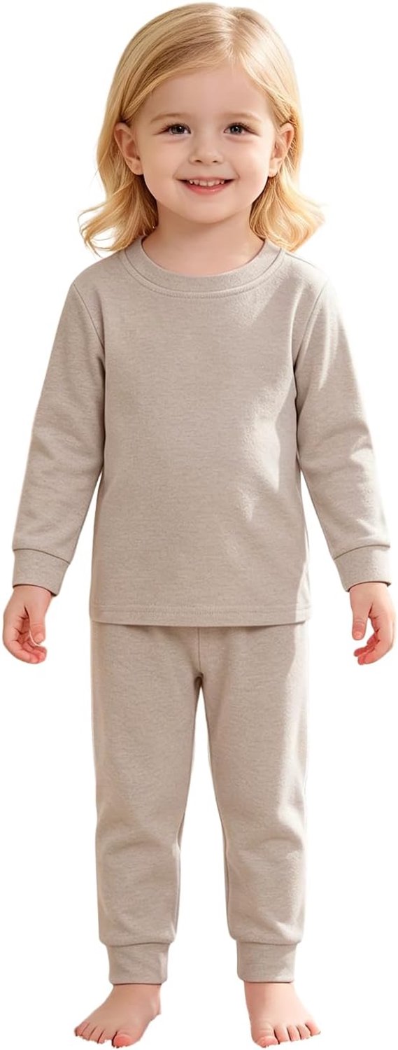 Kinderpyjama voor meisjes, tweedelige pyjama, bovendeel + broek, set van 2-9 jaar, peuterpak, lange mouwen, huispak, effen, 2-delig, nachtkleding, zachte loungewear