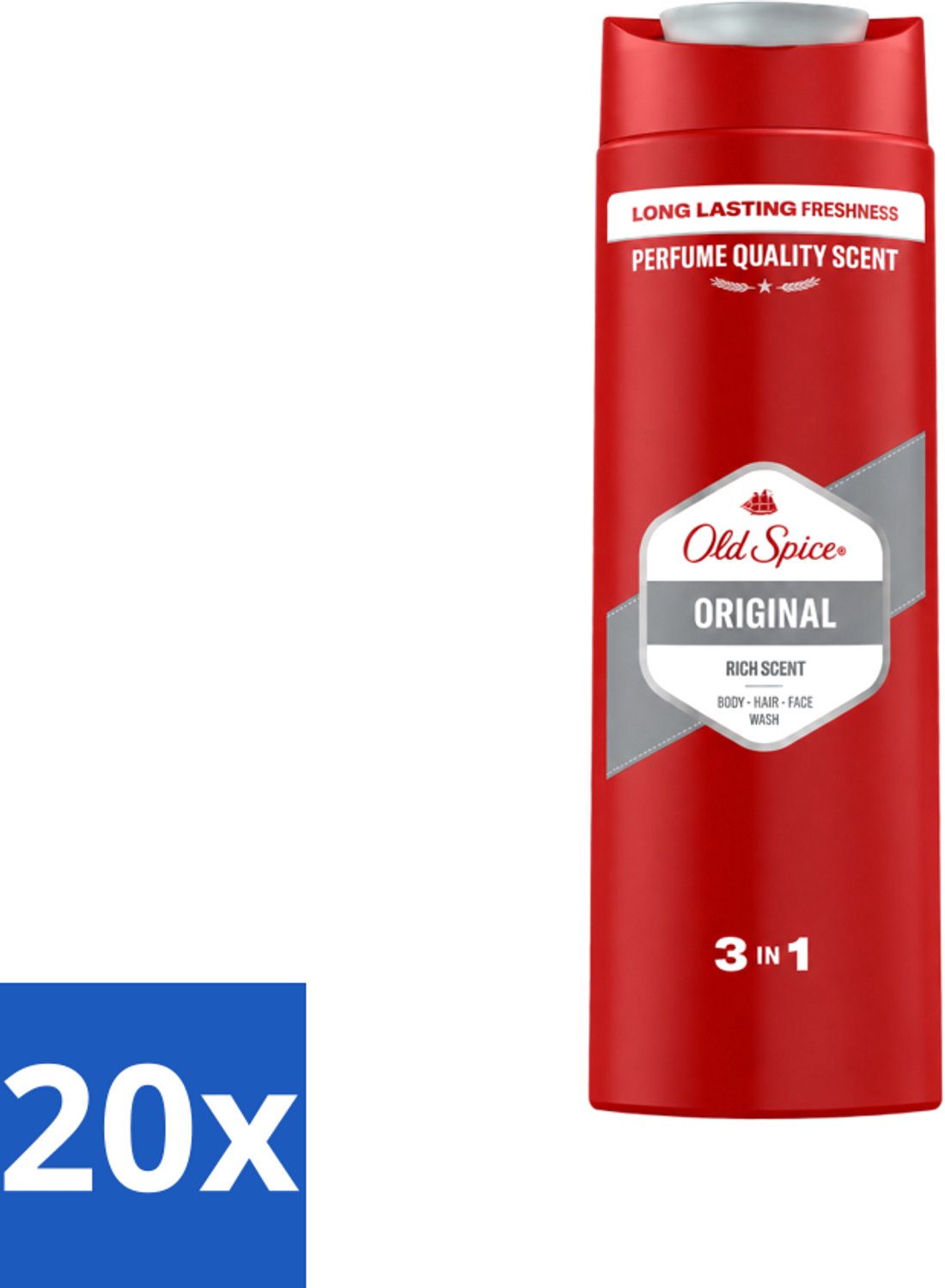 20 x Old Spice - Original - Douchegel 3-in-1 - Reinigt, Verfrist & Verzorgt - 400 ml - Voordeelverpakking - 20 stuks