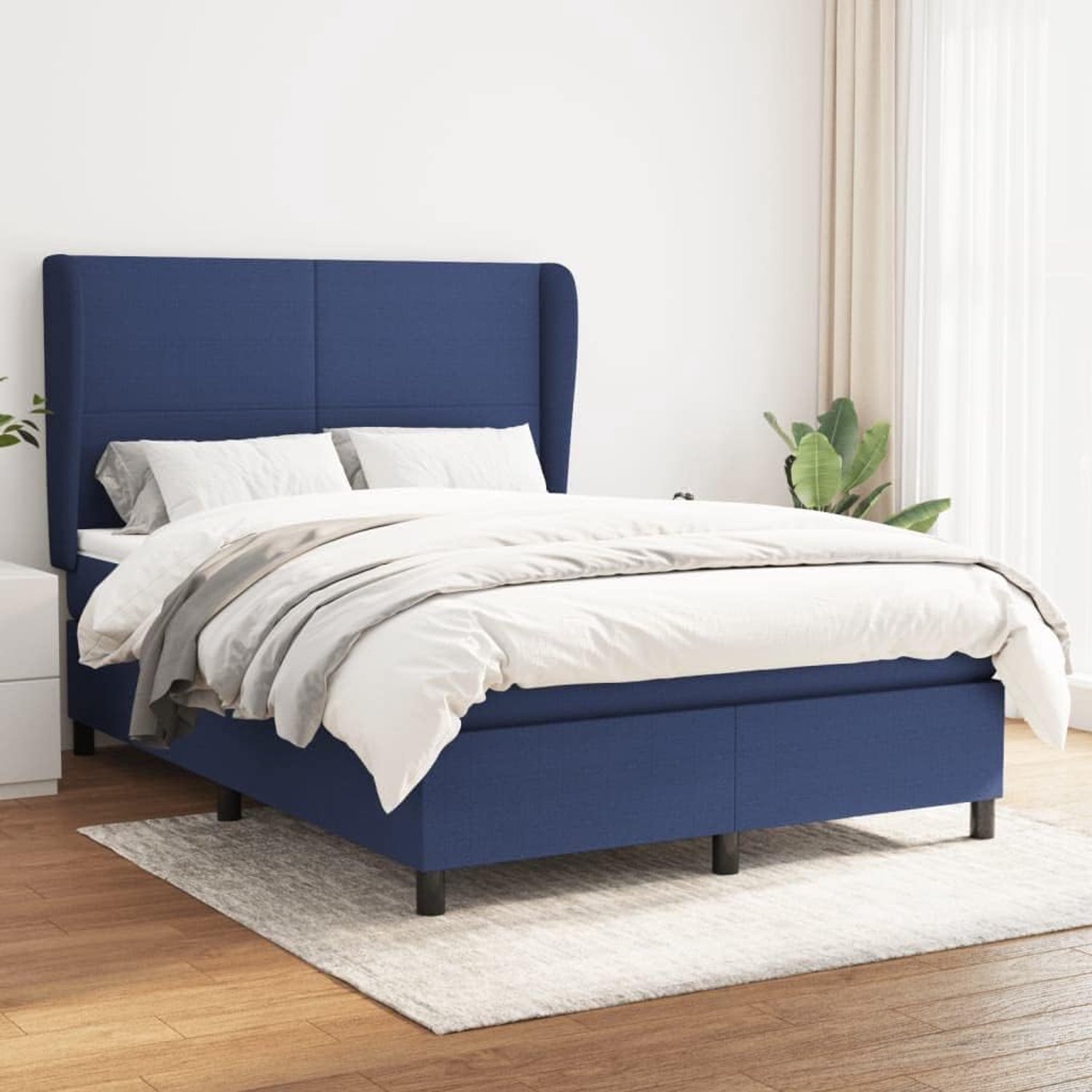 Bedframe voor slaapkamer, hotel, slaapkamer, hotel, studeerkamer met matras, blauw, 140 x 200 cm