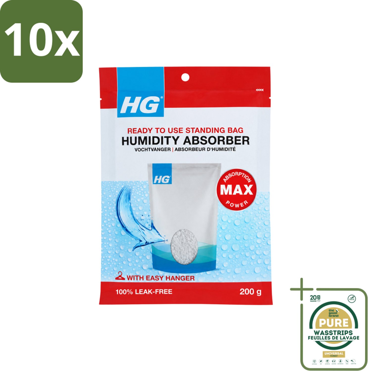 10 x HG - Vochtvanger - 200 g - Wasstrips - Vochtvanger - Vocht Absorberen - Vocht Beheersen - Vocht In Kleine Ruimtes - Vocht Opvang