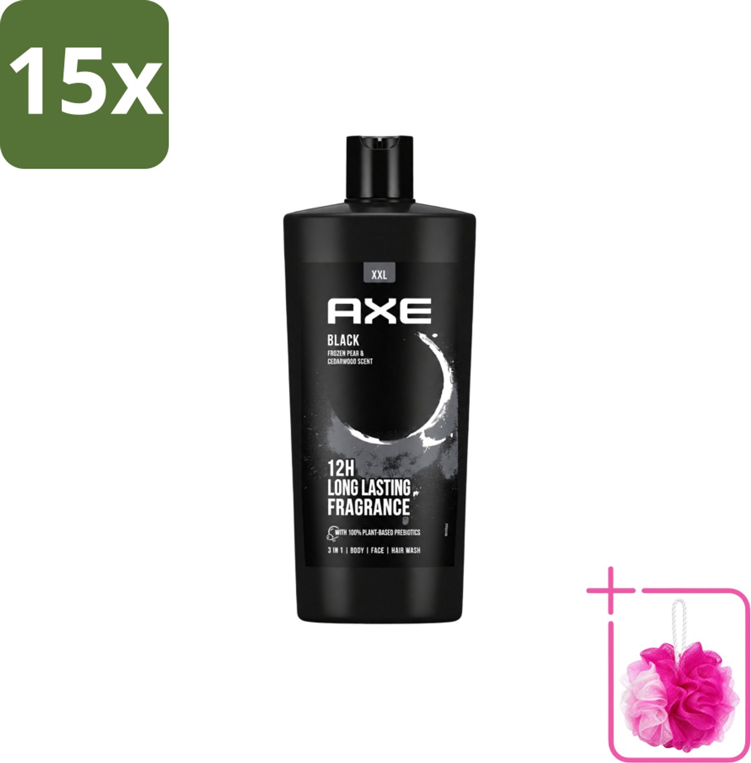 15 x AXE – Douchegel – Black – 700 ml - Bulkverpakking - Douchegel - Douchemop - Douchegel mannen