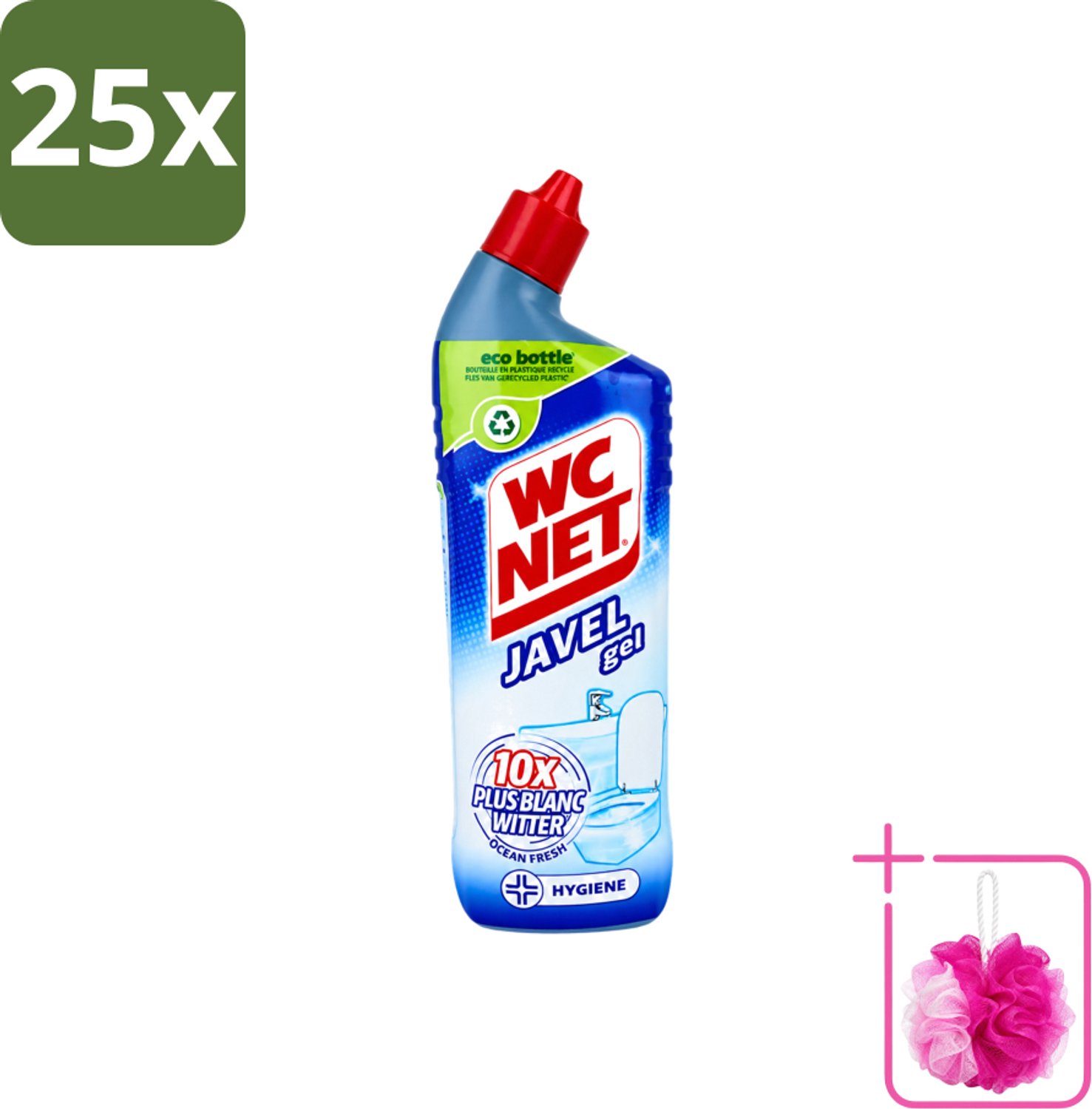 25 x WC Net - Toiletreiniger - Gel - Ocean Fresh - Gerecycled Materiaal - 750 ml - Bulkverpakking - WC net gel - Douchemop - Toilet reiniger