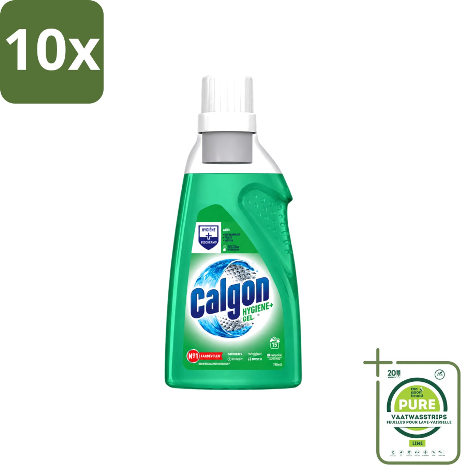 10 x Calgon – Wasmachinereiniger Gel – Hygiene+ – 750 ml - Grootverpakking - Vaatwasstrips - Wasmachinereiniger - Kalkpreventie - Wasmachine Hygiëne - Wasmachine Onderhoud - Geuren In Wasmachine