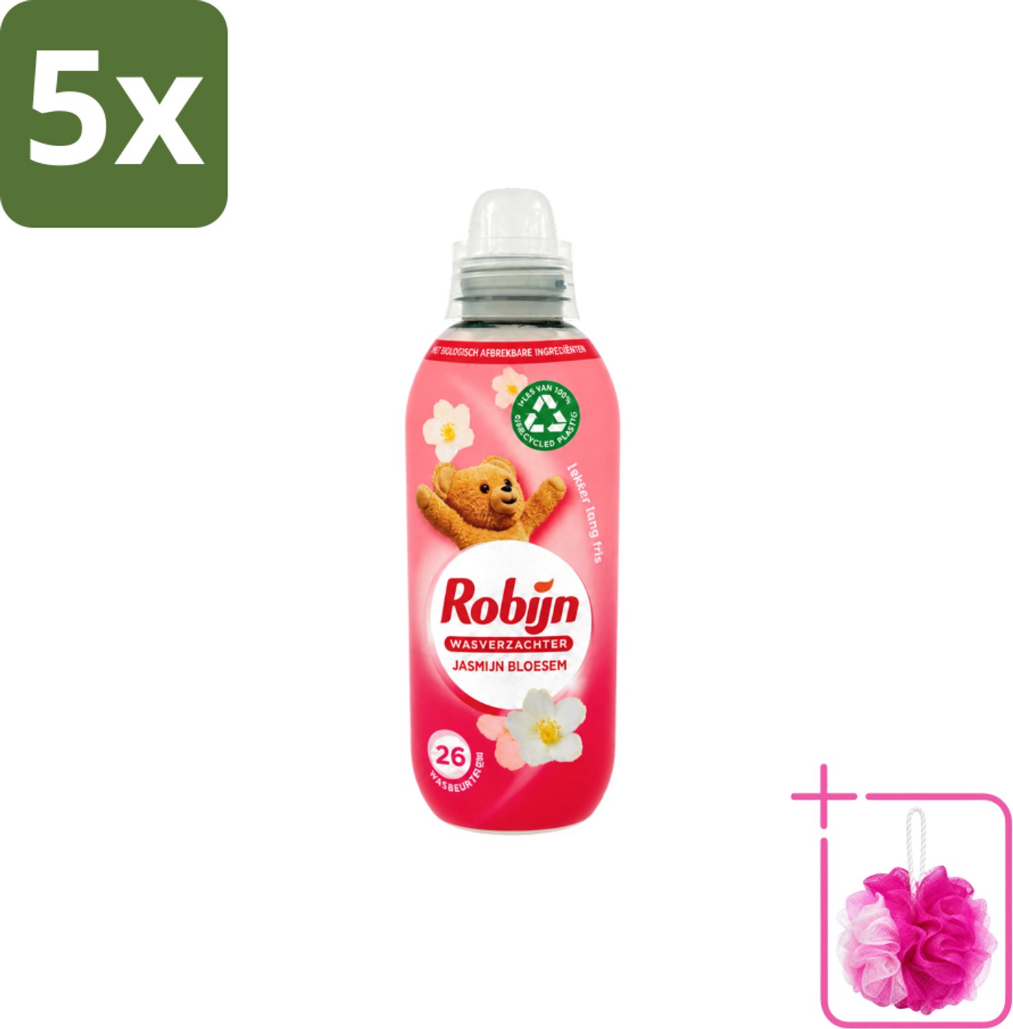 5 x Robijn – Wasverzachter – Jasmijn Bloesem – 650 ml - Bulkverpakking - Wasverzachter jasmijn bloesem - Douchemop - Wasverzachter jasmijn