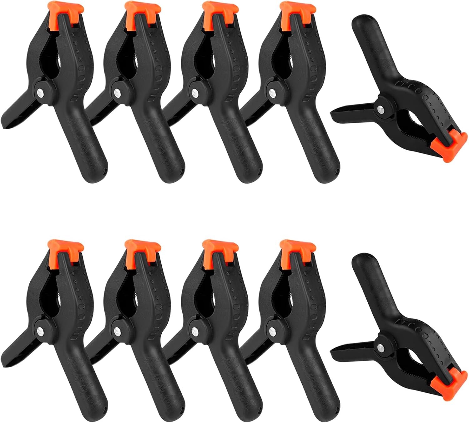 Veerklemmen, 10 stuks krachtige zwarte nylon veerklemmen, lijmklemmen met beweegbare en geribbelde klembekken, voor houtbewerking, doe-het-zelf, fotostudio's, fotoachtergrond