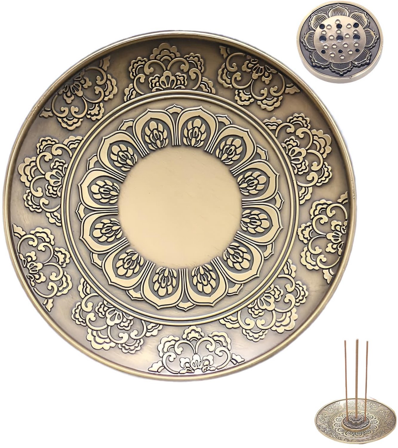 Messing Wierookhouder voor Stokjes en Kegels, Elegante Ontwerp