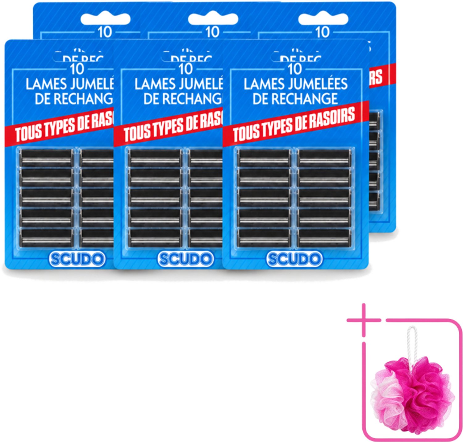 6 x Scudo - Scheermesjes - 2 Scheerbladen - Vervangmesjes voor Gillette G2 & Contour - 10 Mesjes - Bulkverpakking - Scheermesjes - Douchemop - Gillette g2