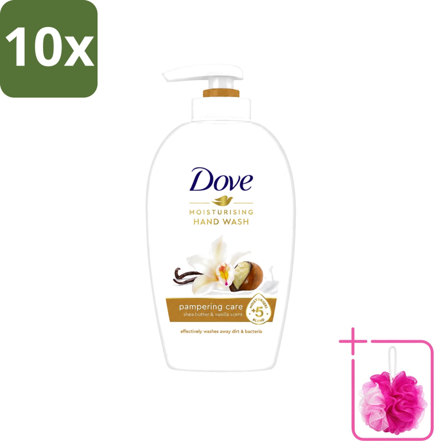 10 x Dove - Handzeep - Pampering Care - Verzachtend - 250 ml - Bulkverpakking - Handzeep - Douchemop - Shea butter