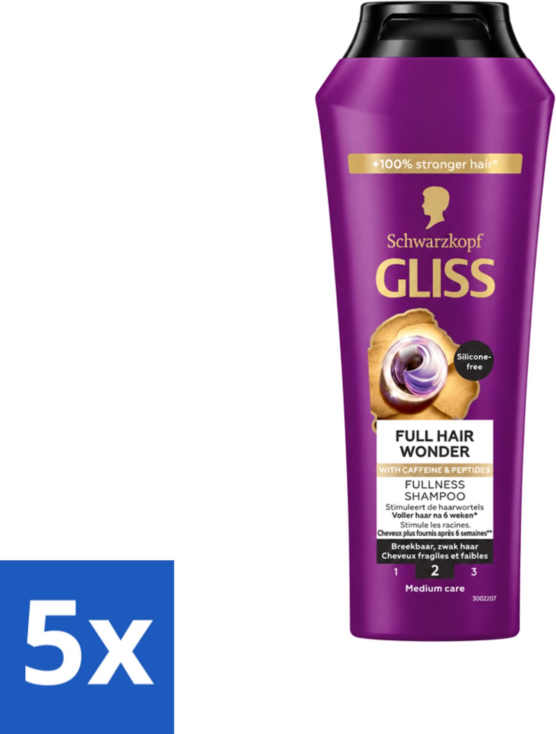 5 x Gliss Shampoo Full Hair Wonder - 250 ml - Voordeelverpakking - 5 stuks