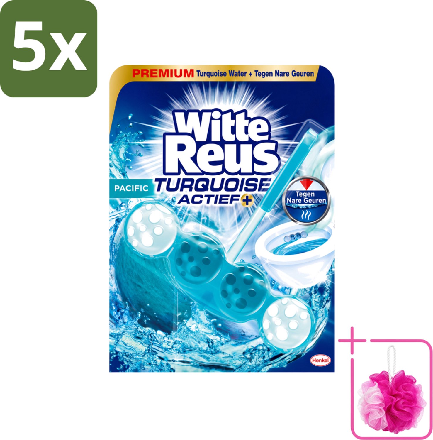 5 x Witte Reus - Turquoise Actief Toiletblok - 1 Toiletblok - Bulkverpakking - Toiletbelevening - Douchemop - Reiniging