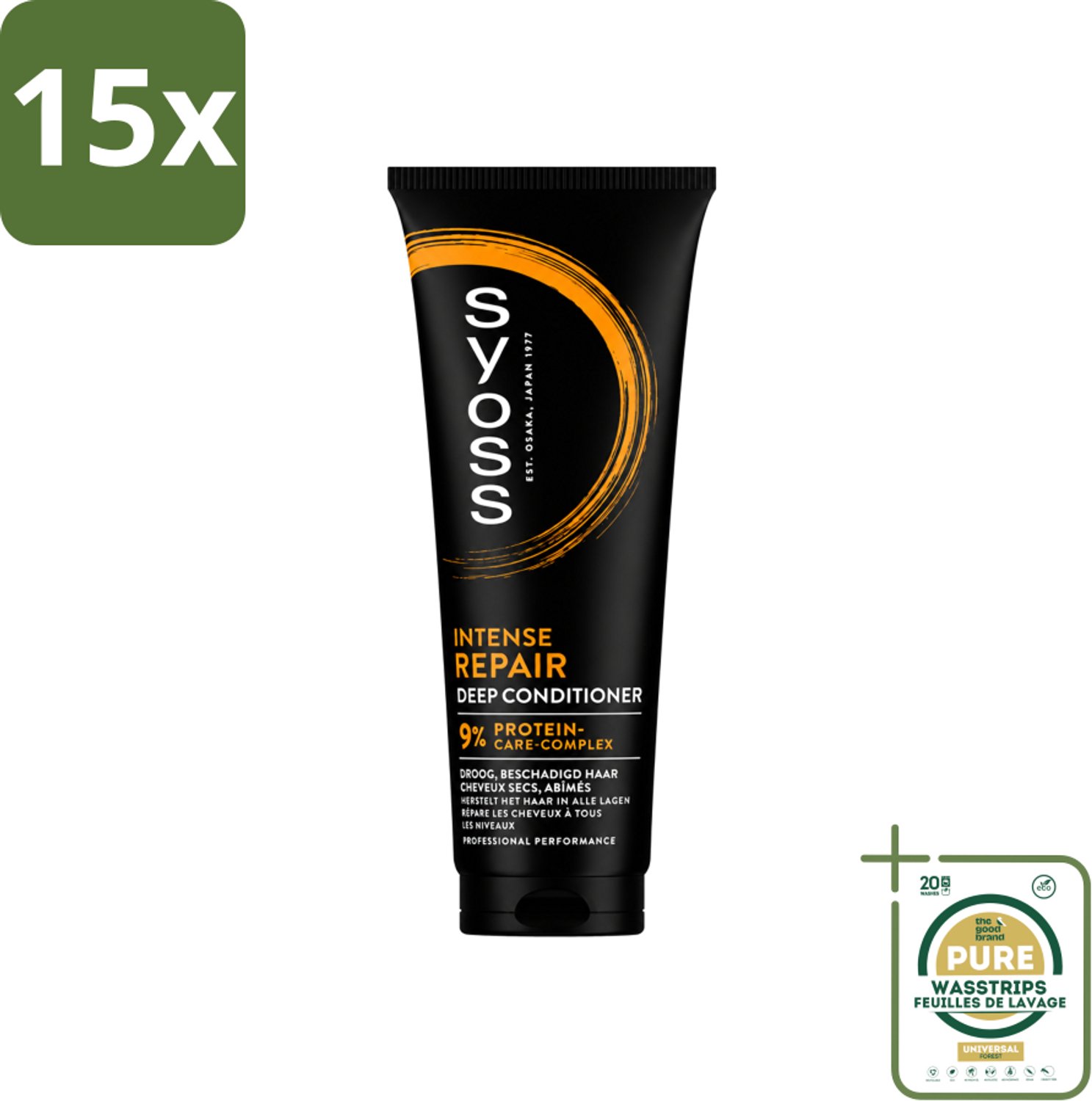 15 x Syoss - Intense Repair - Deep Conditioner - Herstelt & Versterkt - 250 ml - Wasstrips - Haarherstel - Haarverzorging - Droog Haar - Beschadigd Haar - Haarversterking