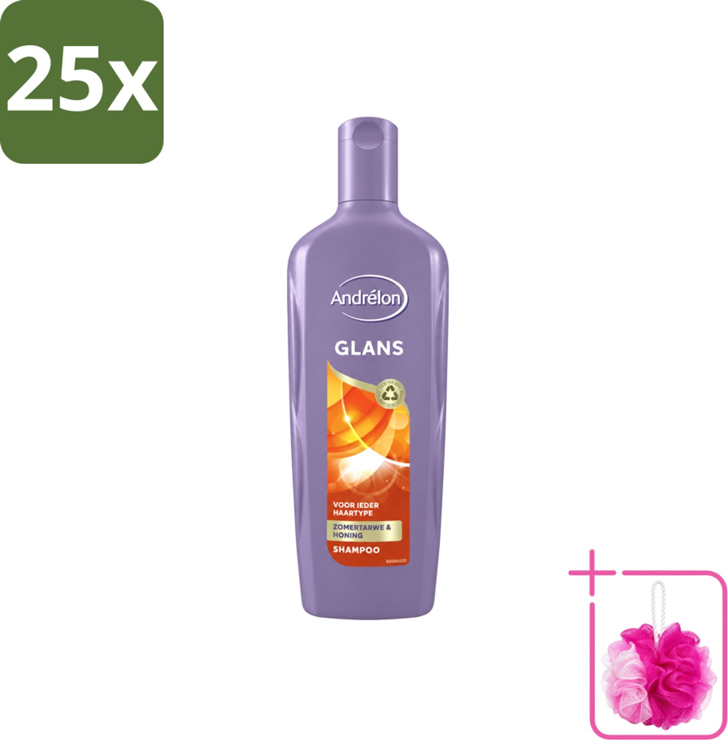 25 x Andrélon - Glans - Shampoo - 300 ml - Bulkverpakking - Glans haar - Douchemop - Natuurlijke glans