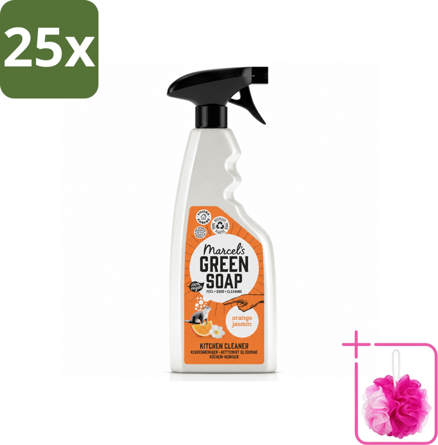 25 x Marcel's Green Soap - Keukenreiniger - Sinaasappel & Jasmijn - Tegen vet & vuil - 500 ml - Bulkverpakking - Keukenreiniger - Douchemop - Vet verwijderen