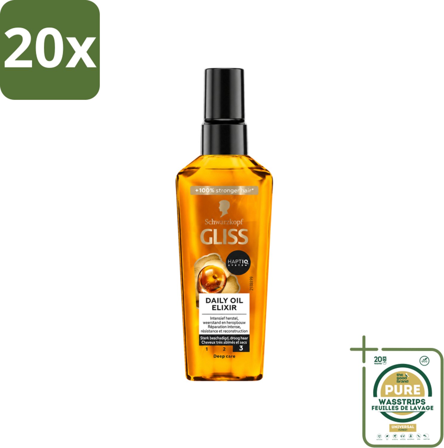 20 x Gliss - Hair Repair - Oil Elixer - Ultiem Haarherstel en Glans - Wasstrips - Haarherstel - Haarbescherming - Haarvoeding - Keratine - Haarbreuk