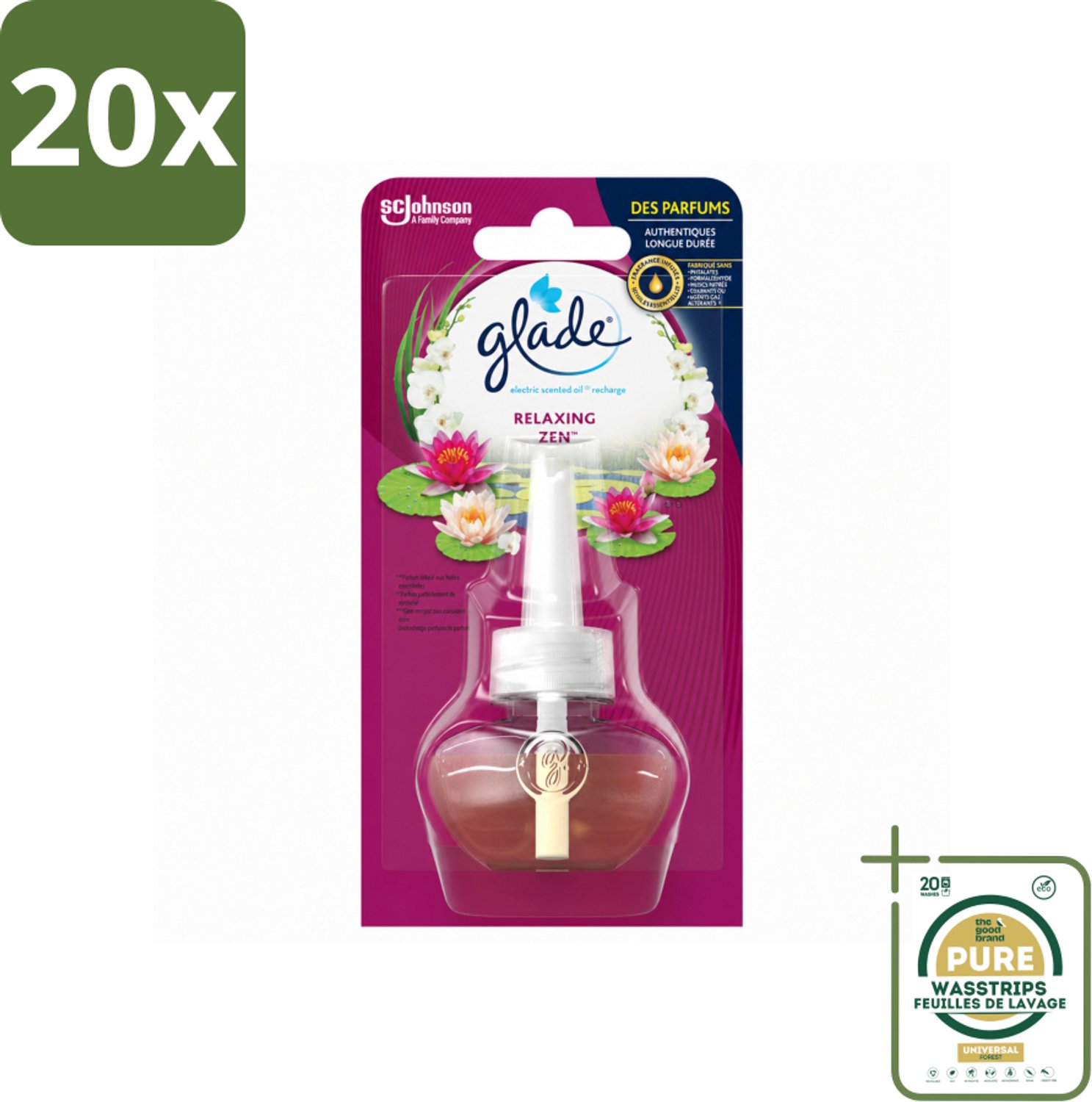 20 x Glade - Navulling Elektrische Olie - Relaxing Zen - Zonder Houder - Wasstrips - Luchtverfrisser - Geur - Ontspanning - Geurverspreider - Elektrische Olie