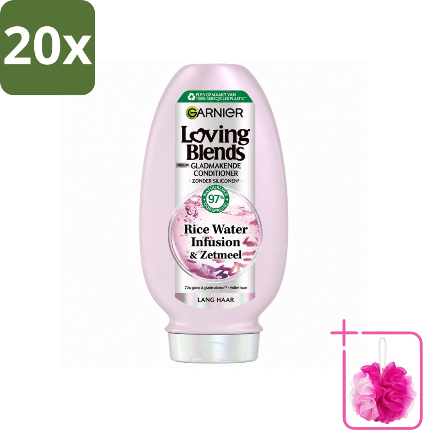 20 x Garnier - Loving Blends Rice Water Infusion - Conditioner - Glans & Zachtheid - Lang Haar - 250 ml - Bulkverpakking - Haarverzorging - Douchemop - Glans