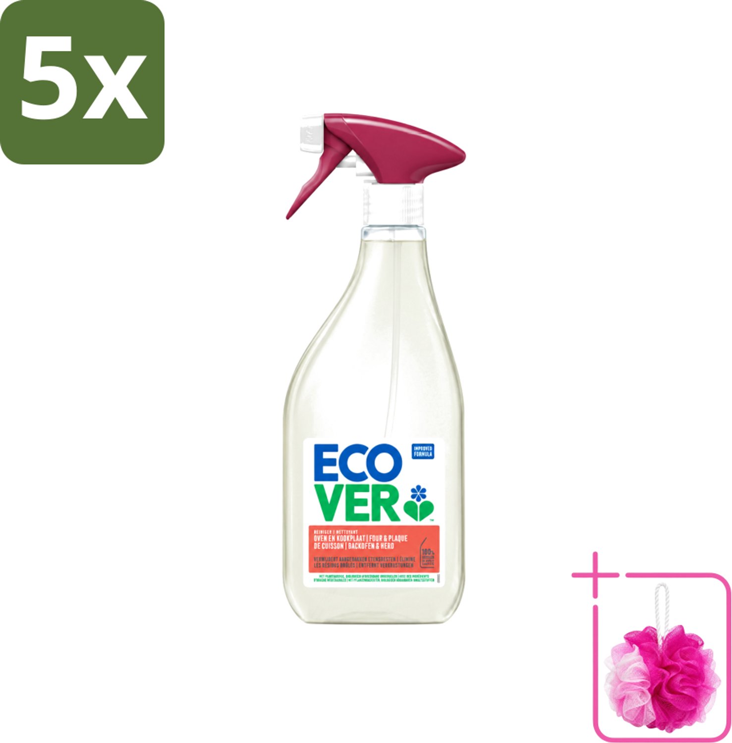 5 x Ecover - Oven- & Kookplaatreiniger - Power Cleaner - 500 ml - Bulkverpakking - Oven reinigen - Douchemop - Kookplaat reinigen