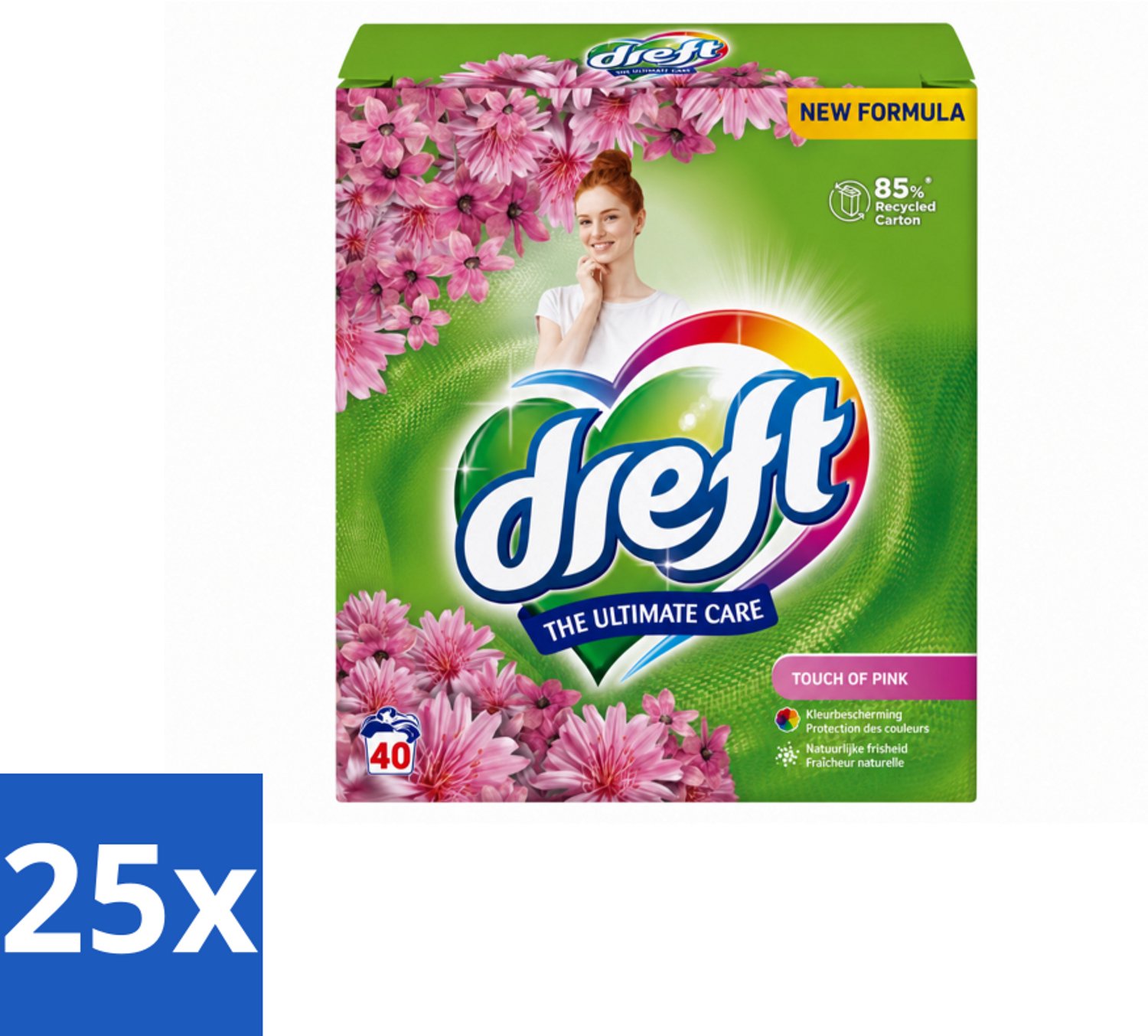 25 x Dreft – Touch Pink – Poeder Wasmiddel – 2,6 kg – 40 wasbeurten - Voordeelverpakking - 25 stuks