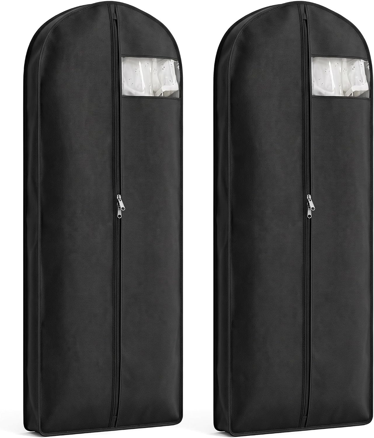 Kledingzak, 180 x 60 cm, set van 2, zwart, opvouwbaar met handvat